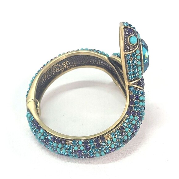 3" Heidi Daus Mystical Serpent Swarovski Crystal Hinged Snake Cuff Blue & Purple - Picture 6 of 10